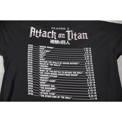 Attack on Titan Shirt Mens Large Black Season 3 Anime Graphic Tee Episodes List