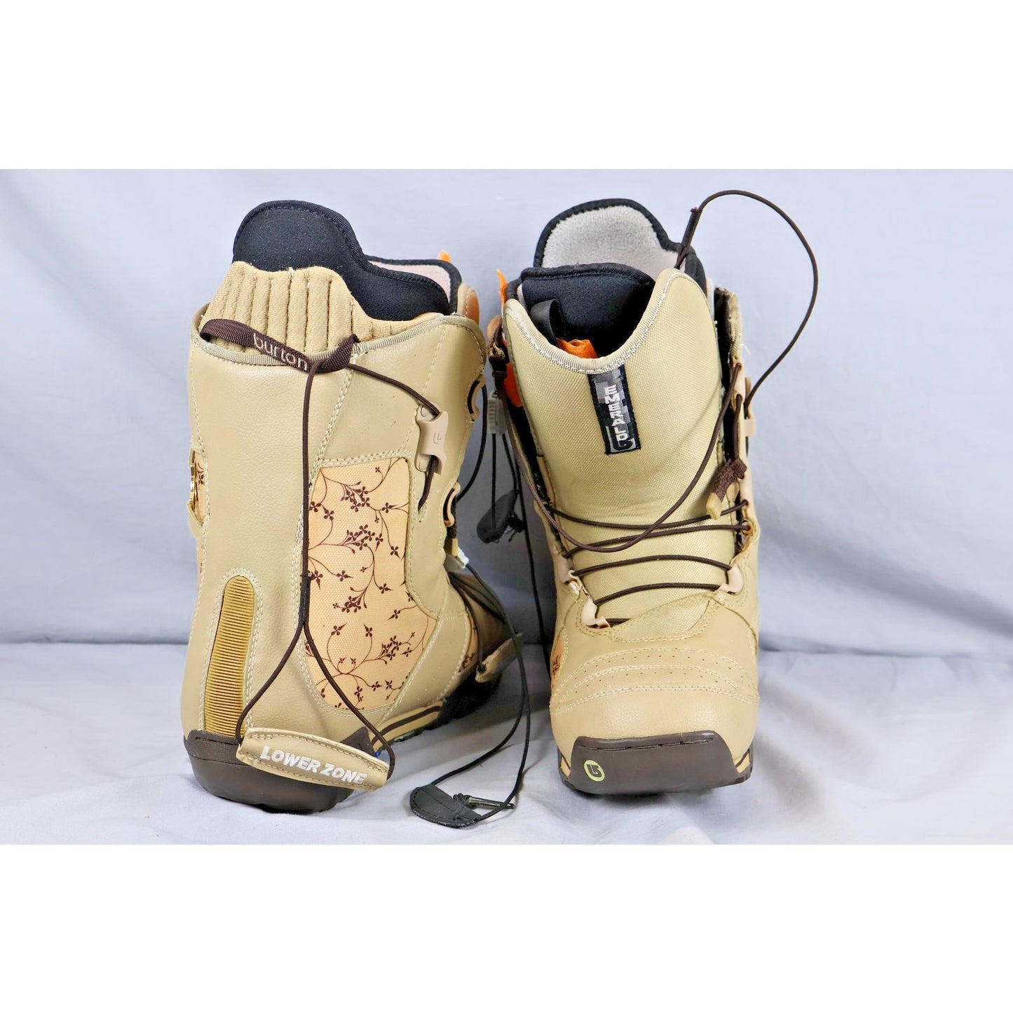 Burton Emerald Women's Snowboard Boots US 6 Tan Floral Lower Zone Lacing System
