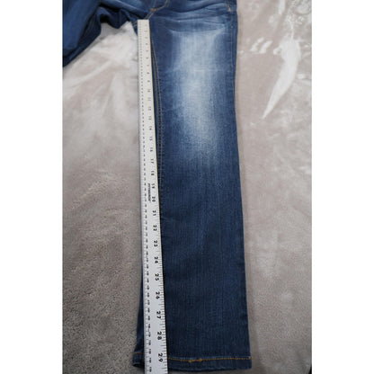 Mudd Jeans Womens 5S Blue Mid Rise Straight Leg Denim Pants Embroidered Pockets