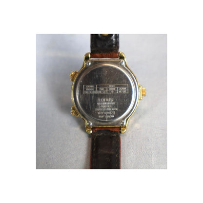 Vintage Lorus Quartz Mickey Mouse Watch Brown Leather Strap Japan Alarm Chime