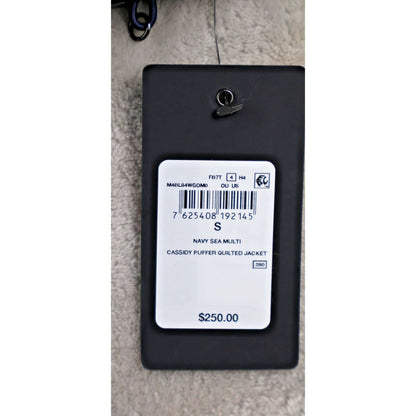 Guess Cassidy Puffer Quilted Jacket Womens Small Navy Sherpa Collar Winter Coat