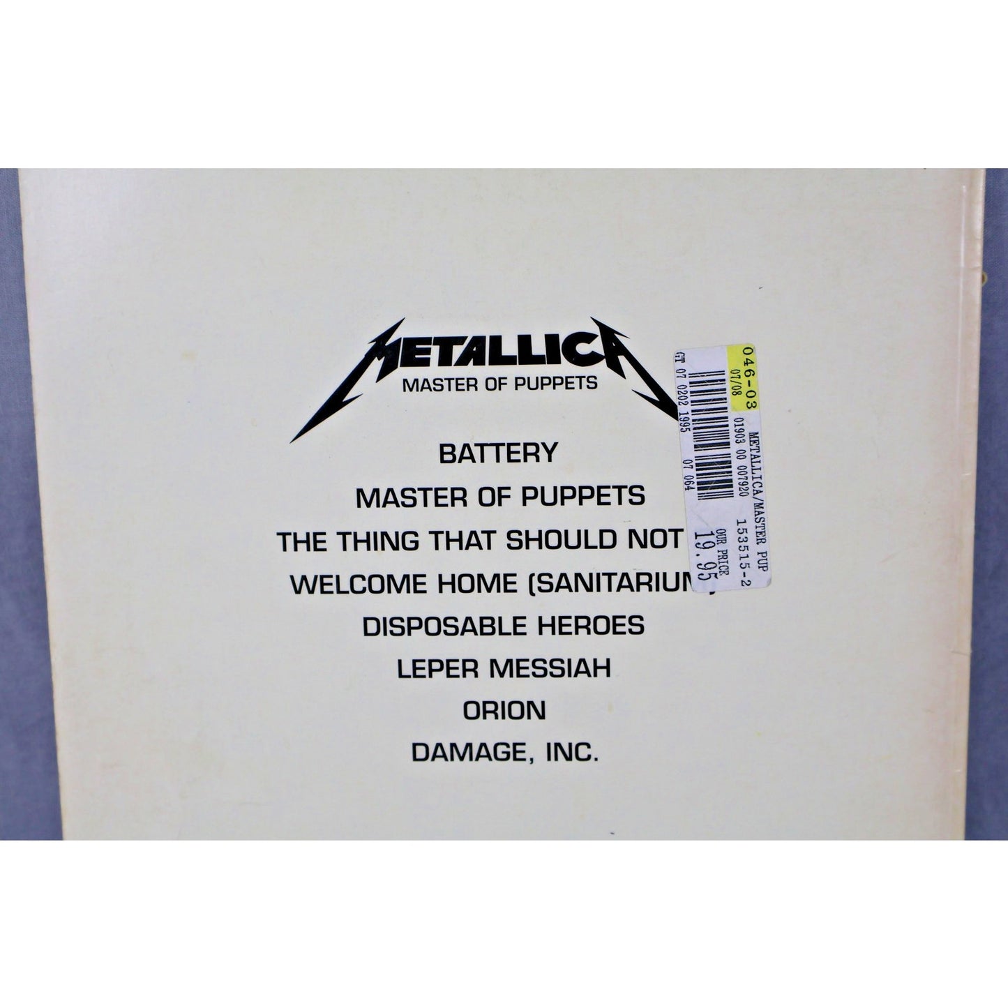 Vintage 1988 Metallica Master of Puppets Guitar Vocal Songbook Cherry Lane