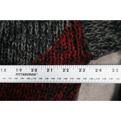 Vintage Kovan Sweater Mens Large Gray Red Tiger Acrylic Knit Crewneck Korea 90s