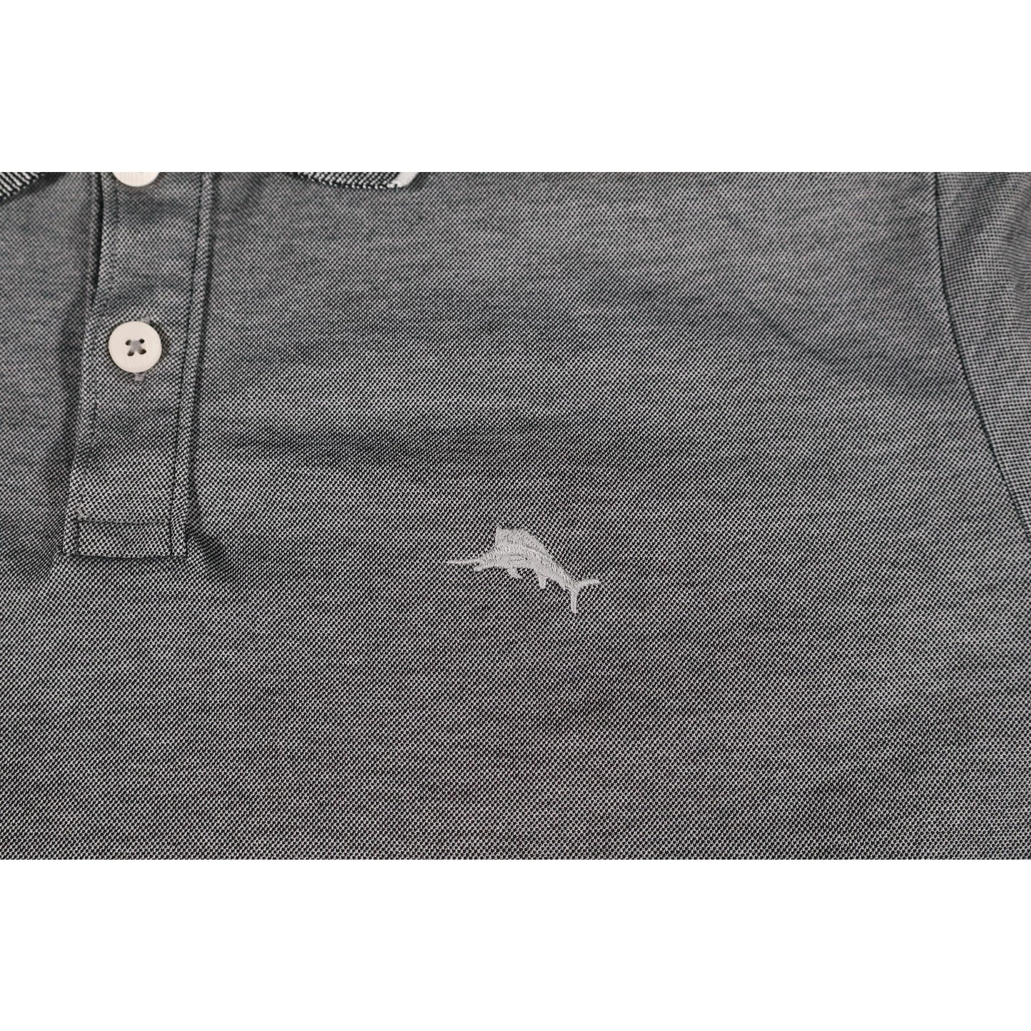Tommy Bahama Polo Shirt Mens Large Gray Marlin Logo Short Sleeve Casual Golf Top