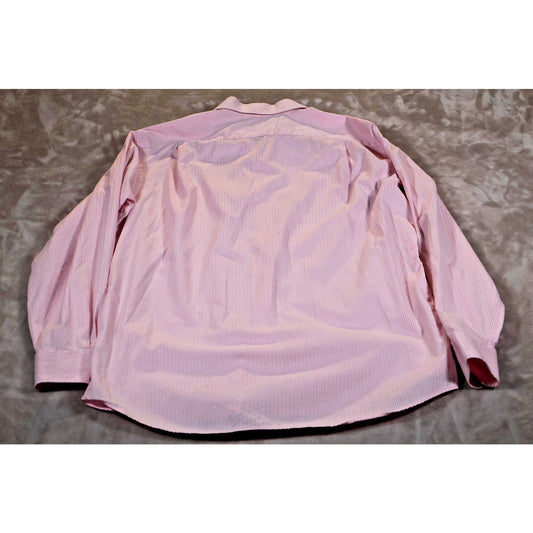 Tommy Bahama Shirt Mens 16.5 Large Pink Striped Button Up Long Sleeve Cotton