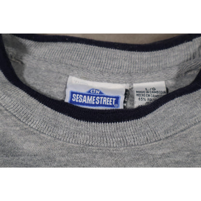 Sesame Street Elmo Sweater Mens Large Gray That Tickles Fuzzy Pullover 2000s