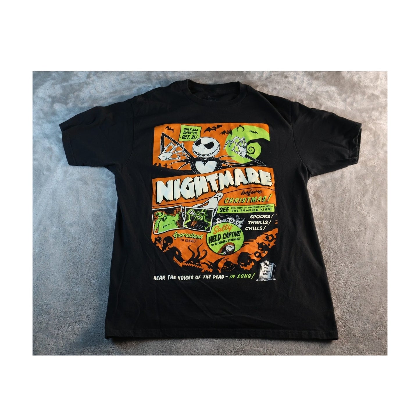 Nightmare Before Christmas Shirt Mens Medium Black Disney Halloween Graphic Tee