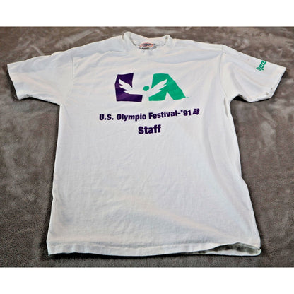 Vintage Reebok U.S. Olympic Festival '91 Staff Shirt Tee Mens Large White 90s