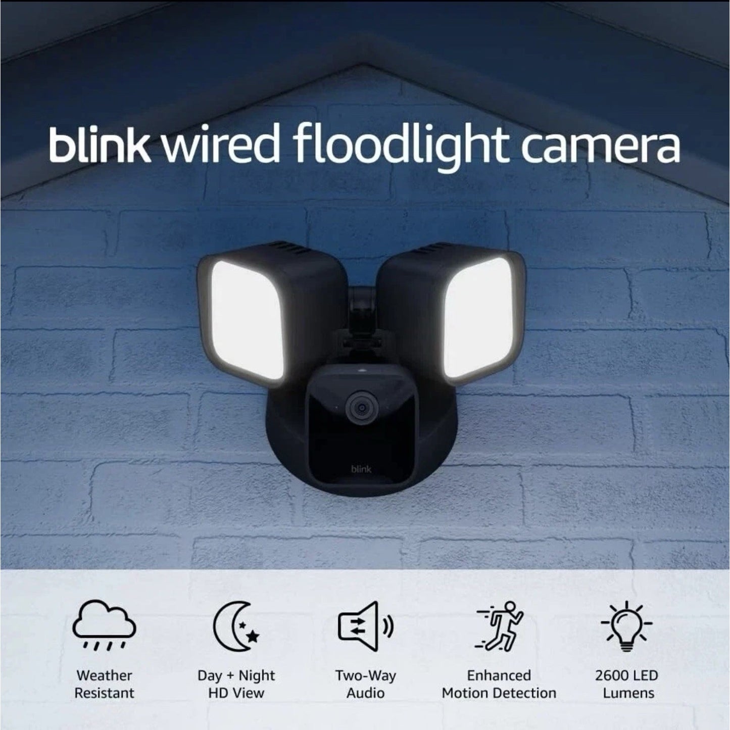 Blink Wired Floodlight Camera LED Security 2600 Lumens Motion Alexa Siren New