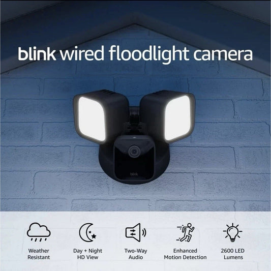 Blink Wired Floodlight Camera LED Security 2600 Lumens Motion Alexa Siren New
