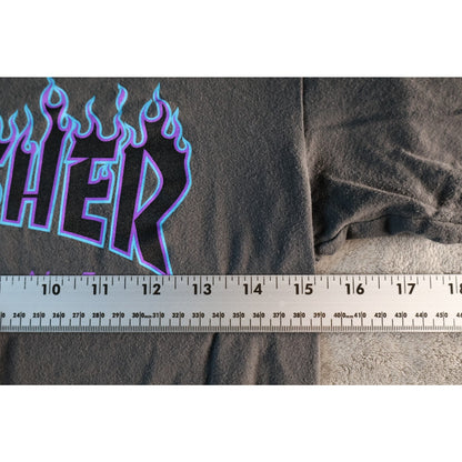 Thrasher Magazine Shirt Mens Medium Black Flame Logo Skateboarding Tee Skater