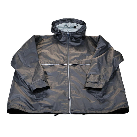 Charles River Jacket Mens 3XL Black Hooded Reflective Windbreaker Rain Coat