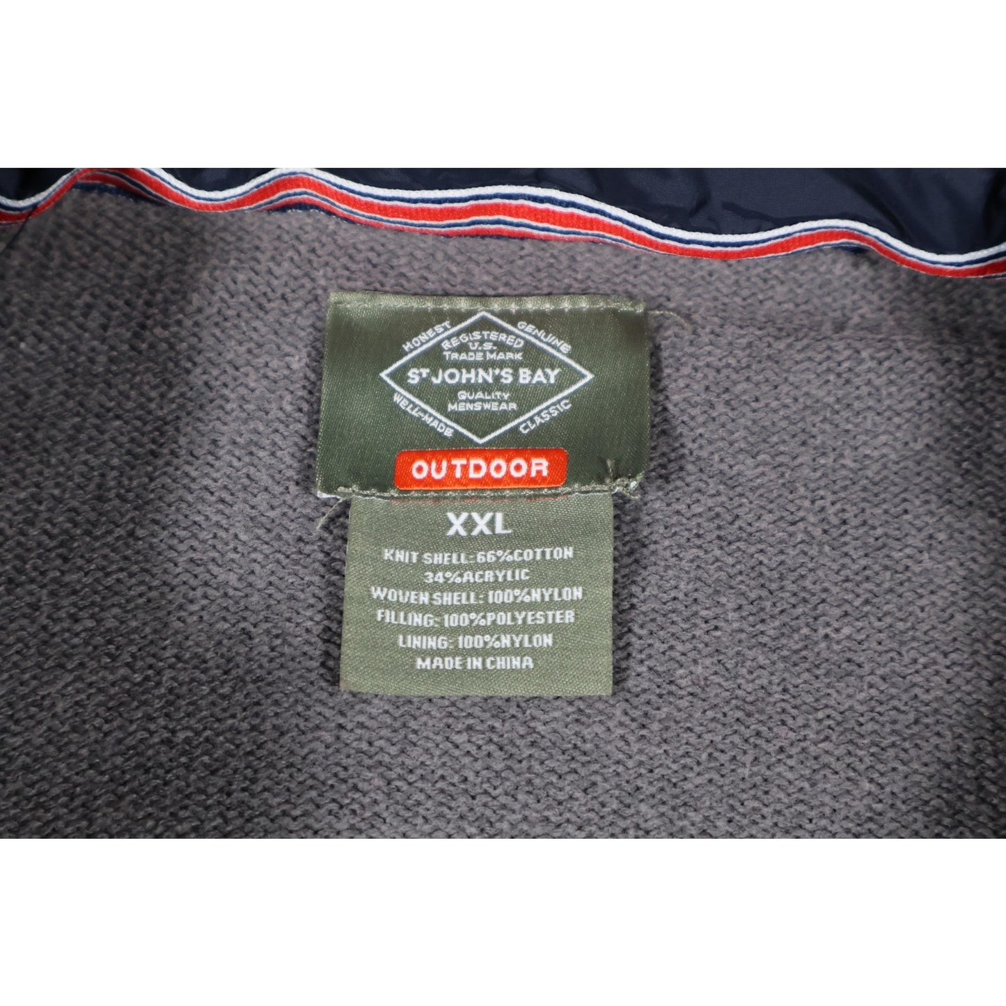 St Johns Bay Jacket Mens 2XL Full Zip Outdoor Pattern Knit Quilted Warm