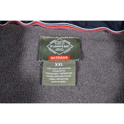 St Johns Bay Jacket Mens 2XL Full Zip Outdoor Pattern Knit Quilted Warm