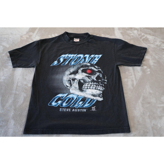 Vintage Stone Cold Steve Austin Shirt Mens Medium Black WWF WWE Skull Tee 90s