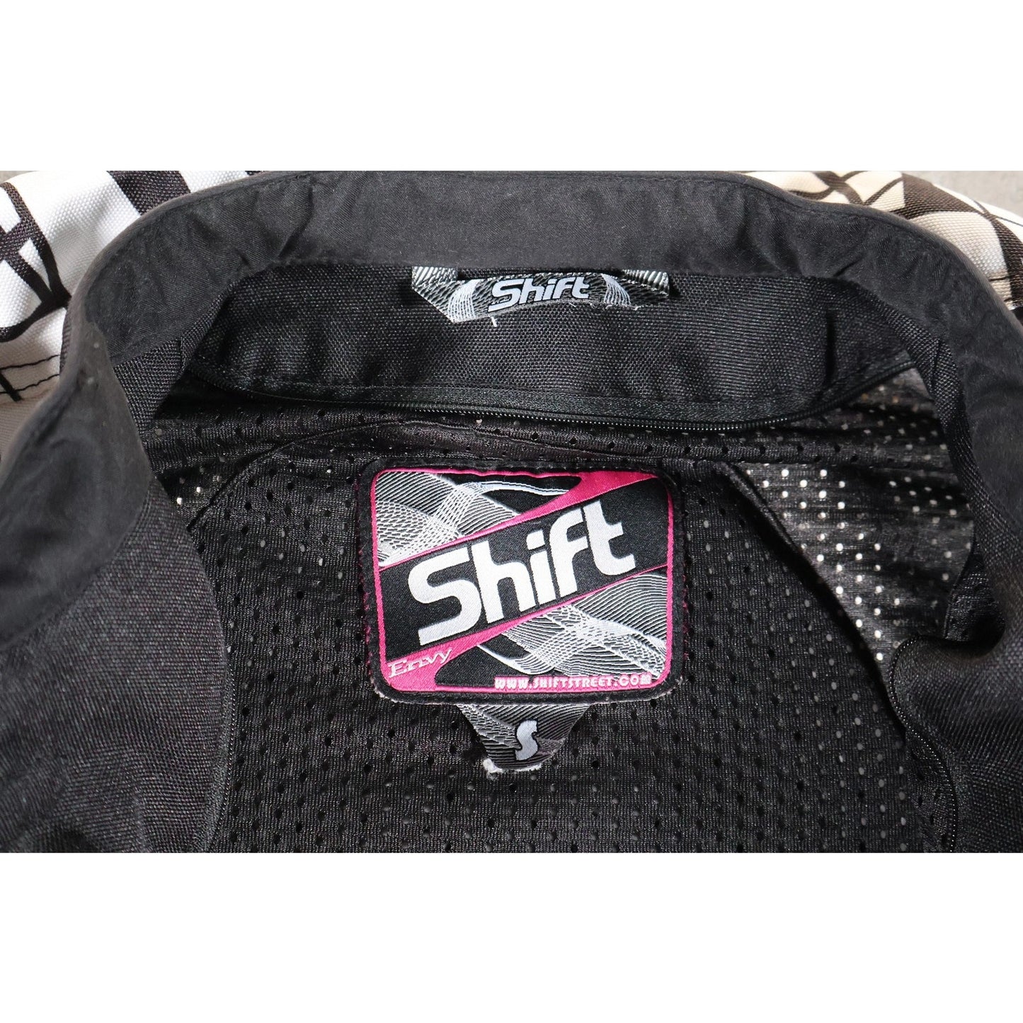 Shift Envy Motorcycle Jacket Womens Small Black White Graphic Protective Mesh