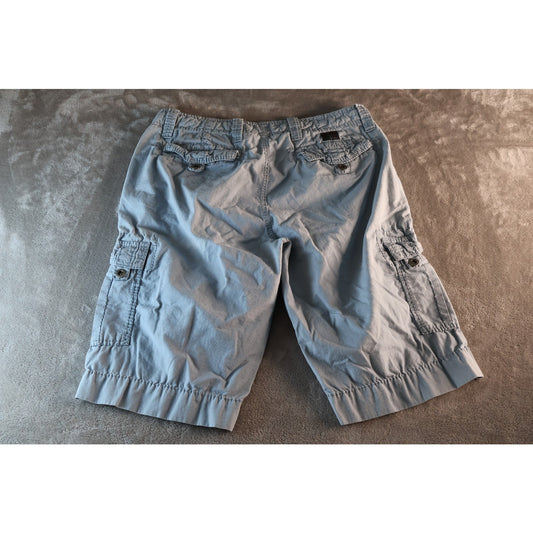 Guess Cargo Shorts Mens 32 Blue Lightweight Utility Pocket Button Outdoor Summer