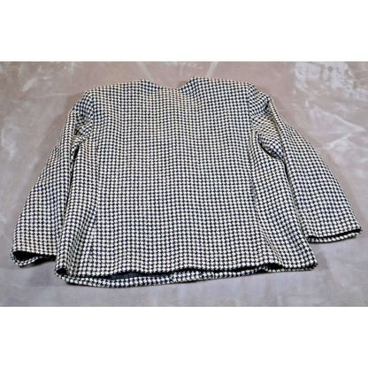 Pendleton Jacket Womens 18 Black White Houndstooth Tweed Wool Blend Made USA