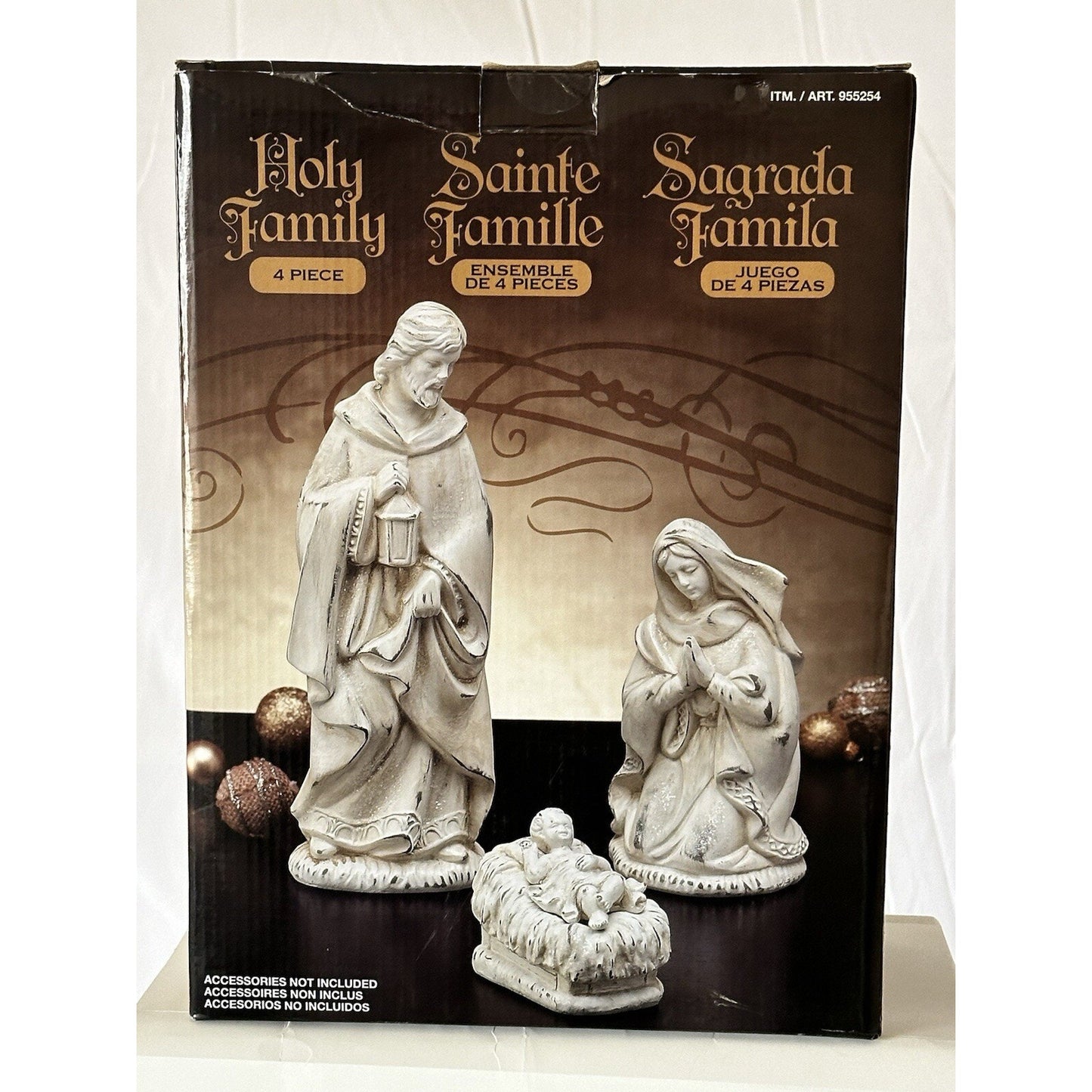 Costco Holy Family Nativity Set 4-Piece Joseph Mary Jesus Crib 11” Figurines