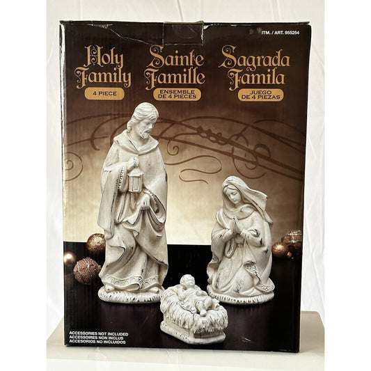 Costco Holy Family Nativity Set 4-Piece Joseph Mary Jesus Crib 11” Figurines
