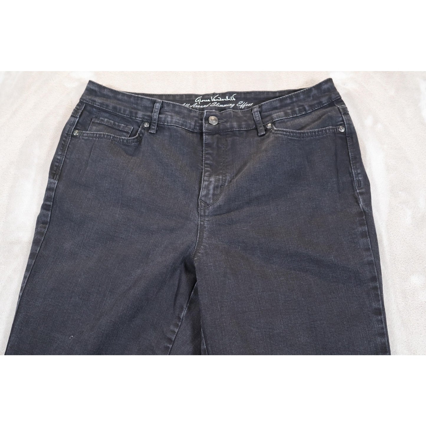 Gloria Vanderbilt Jeans Womens 12 Black Rail Straight All Around Slimming Effect