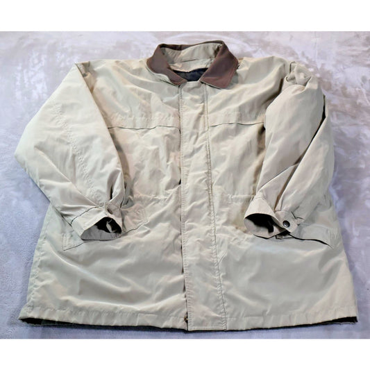 Baracuta Jacket Mens XL Khaki Brown Collar Insulated Zip Front Wool Blend Lined