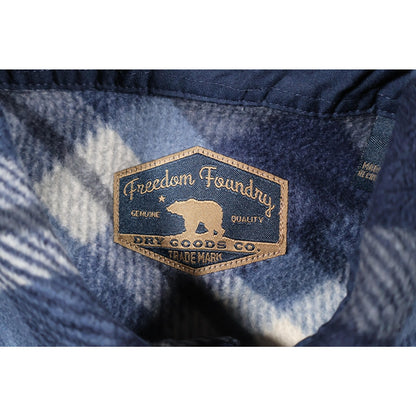 Freedom Foundry Shirt Mens Medium Blue White Plaid Flannel Button Up Fleece Warm