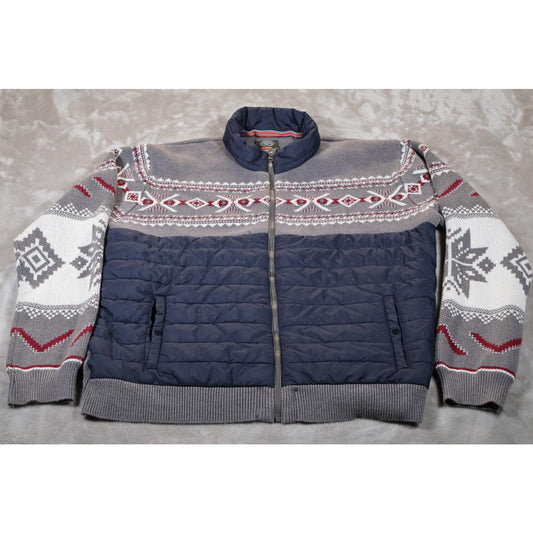 St Johns Bay Jacket Mens 2XL Full Zip Outdoor Pattern Knit Quilted Warm
