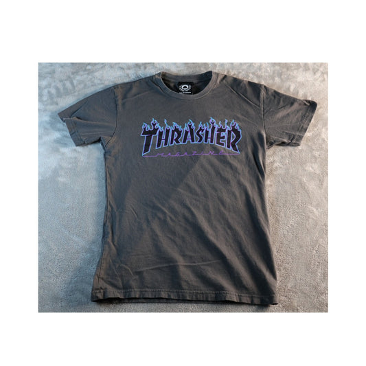 Thrasher Magazine Shirt Mens Medium Black Flame Logo Skateboarding Tee Skater