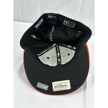 Baltimore Orioles MLB Black Hat/Cap Orange Bill New Era 59 Fifty Fitted 7 3/8