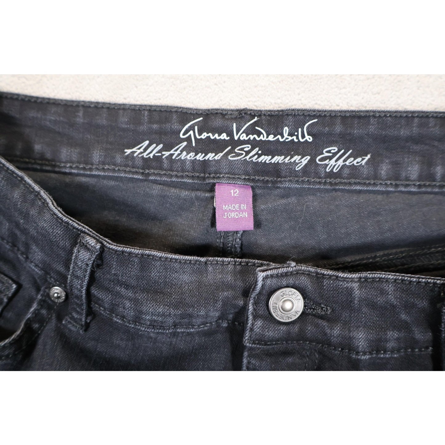 Gloria Vanderbilt Jeans Womens 12 Black Rail Straight All Around Slimming Effect