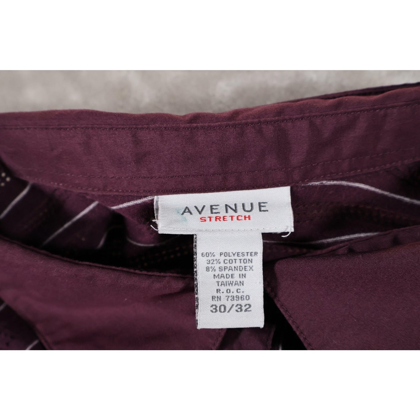Avenue Shirt Womens 30/32 Purple White Striped Stretch Button Up Long Sleeve Top