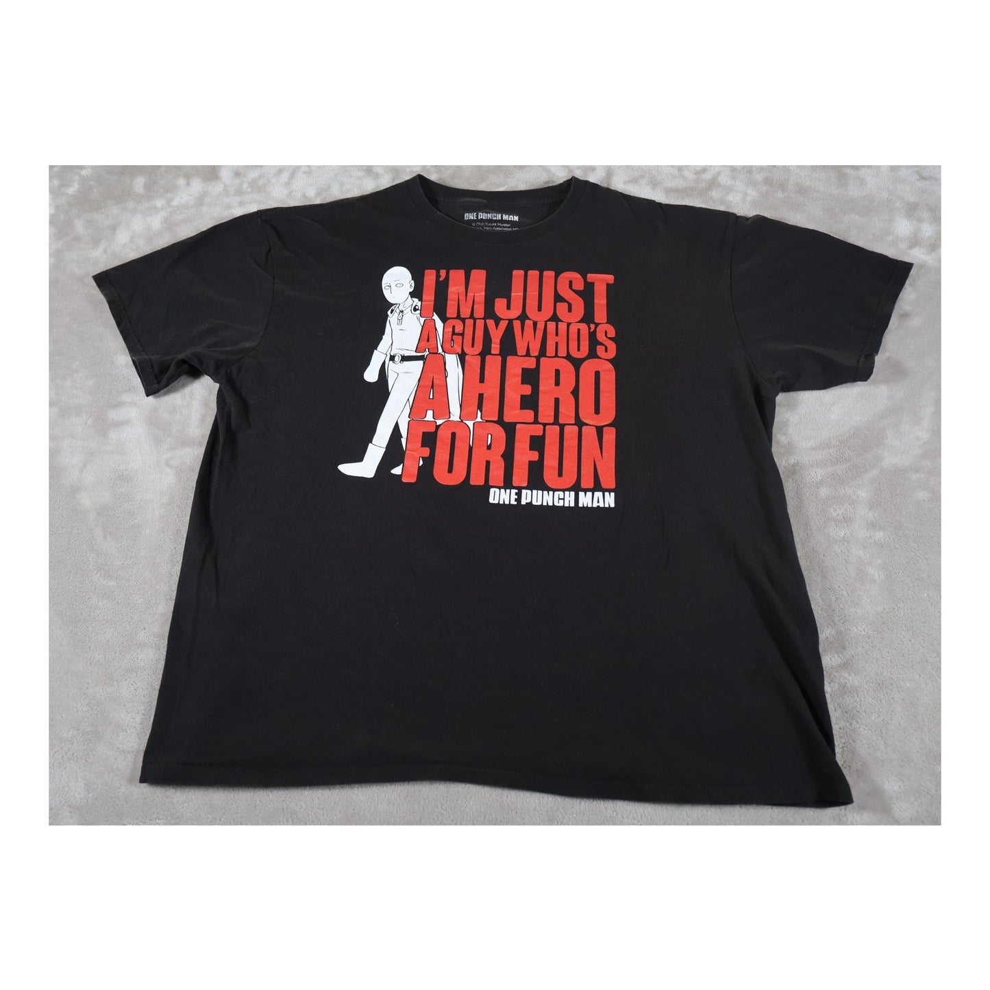 One Punch Man Shirt Mens 2XL Black Anime Graphic Hero Saitama Tee Cartoon Fun