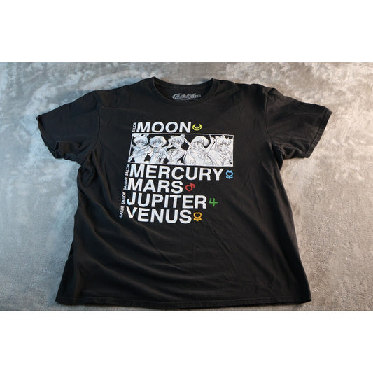 Sailor Moon Shirt Mens Extra Large Black Anime Mercury Mars Jupiter Venus Tee