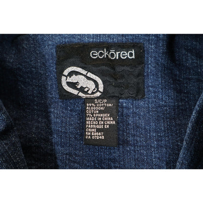 Ecko Red Jacke Kids Small Blue Denim Jean Moto Style Back Graphic Logo Fitted