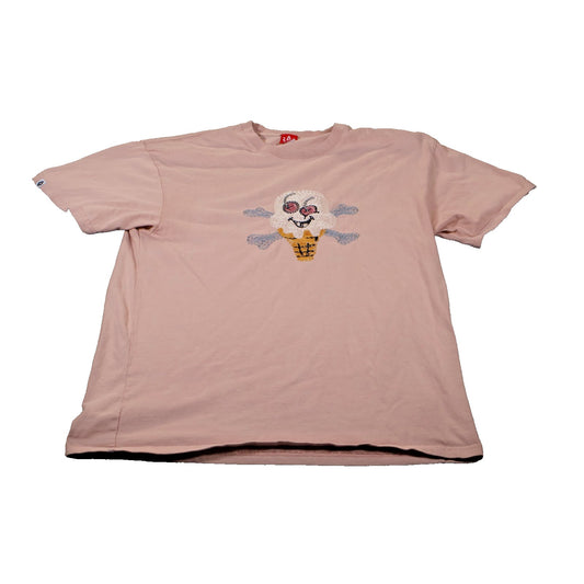 Ice Cream Shirt Mens Large Pink Skull Cone Embroidered Streetwear Tee Casual