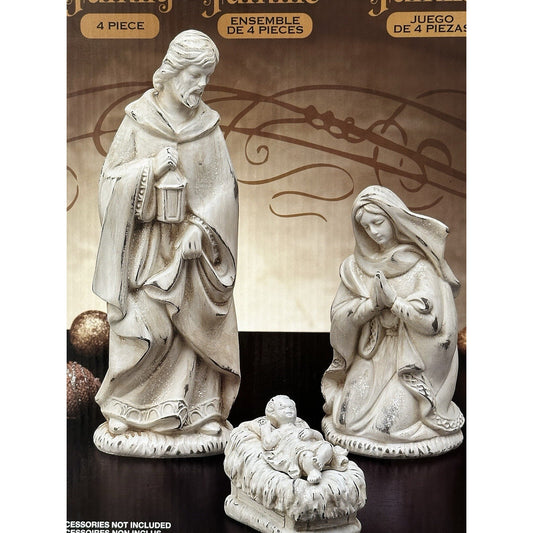 Costco Holy Family Nativity Set 4-Piece Joseph Mary Jesus Crib 11” Figurines