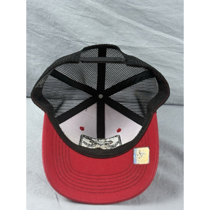 Bear Rich Money Bag Style Top Level Mesh Trucker Hat Red Curved Baseball Cap