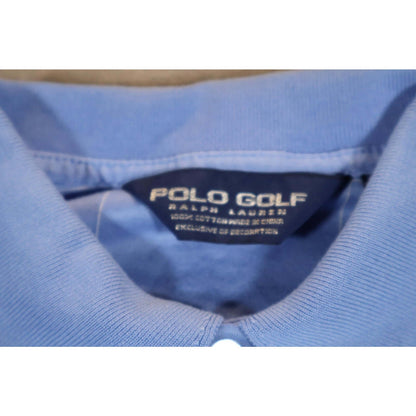 Polo Ralph Lauren Golf Shirt Mens Medium Blue Windowpane Grid Logo Performance