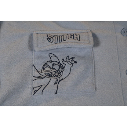 Disney Stitch Jacket Womens 2XL Fleece Button Up Ohana Embroidered Lilo