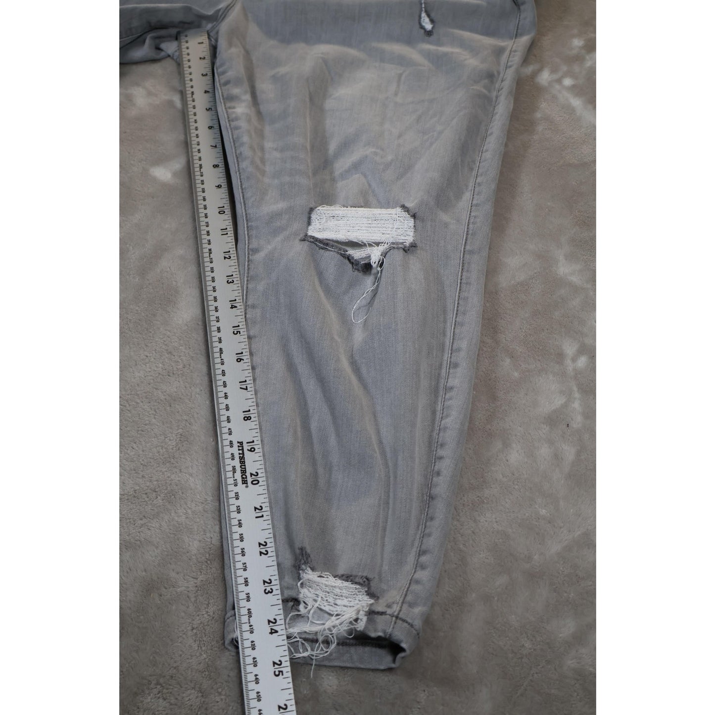 Torrid Bombshell Skinny Jeans Womens 24R Gray Distressed Ripped Super Soft Denim