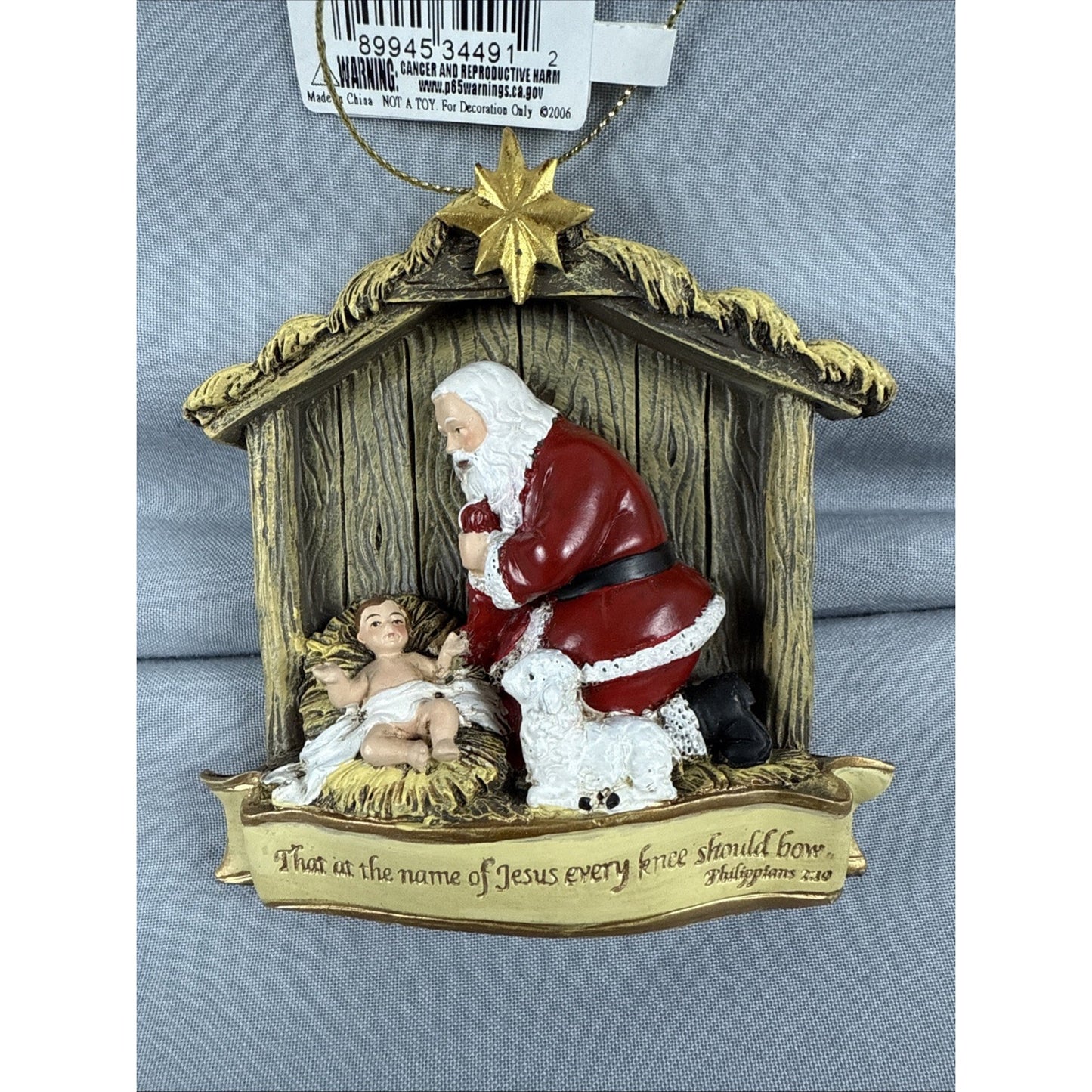 Vtg Roman Kneeling Santa Resin 1983 RP Gauer Excellent