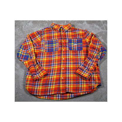 Rocawear Shirt Mens 2XL Red Blue Yellow Plaid Flannel Button Up Streetwear
