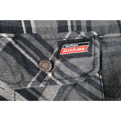 Dickies Jacket Mens Medium Black Gray Plaid Flannel Hooded Insulated Workwear