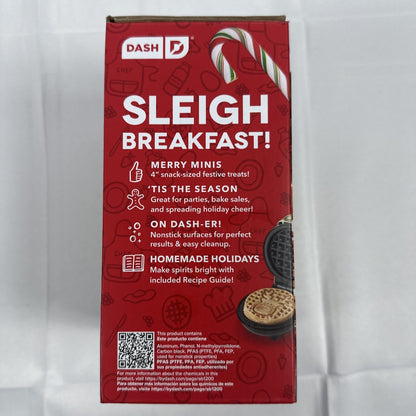 Dash Electric "REINDEER" 4" Mini Waffle Maker, Non-Stick 350 Watts -- New in Box