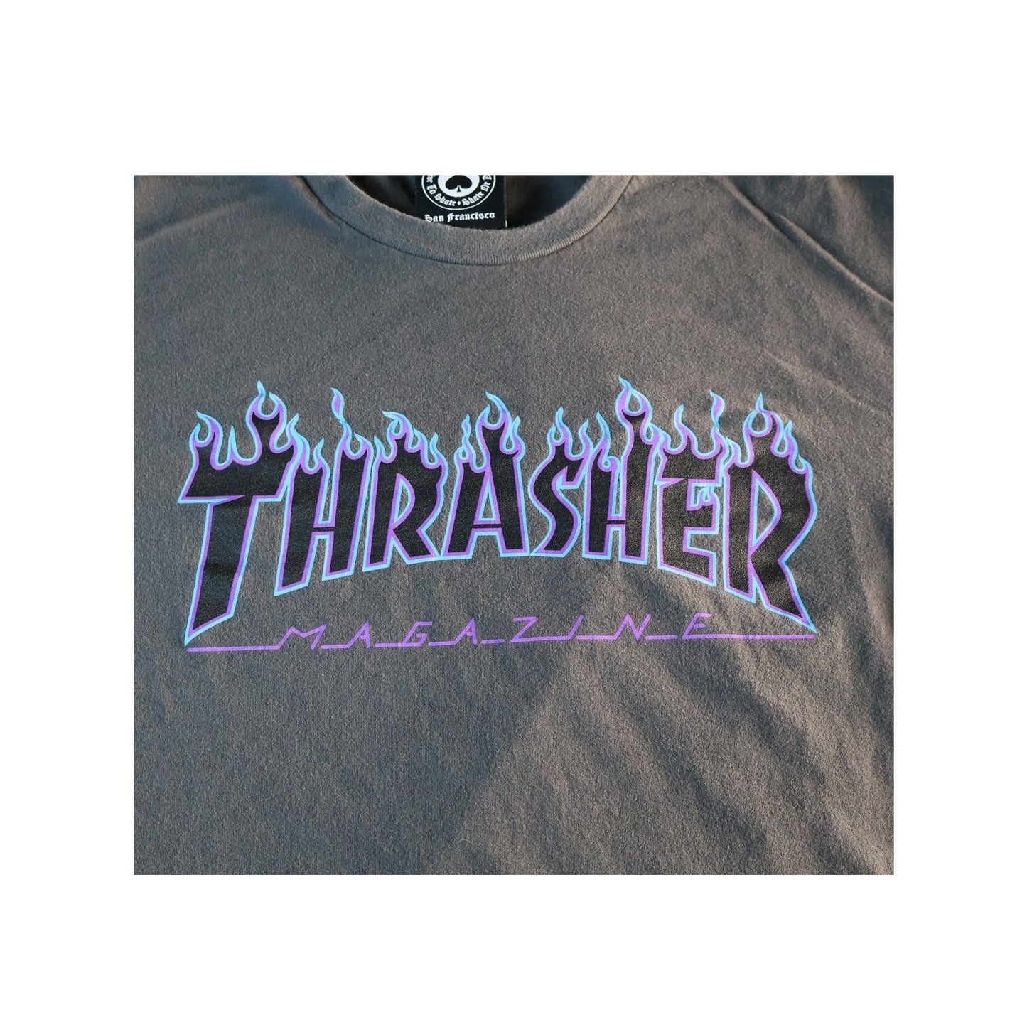 Thrasher Magazine Shirt Mens Medium Black Flame Logo Skateboarding Tee Skater
