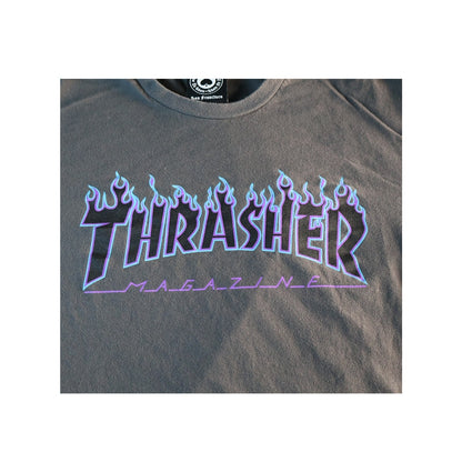 Thrasher Magazine Shirt Mens Medium Black Flame Logo Skateboarding Tee Skater