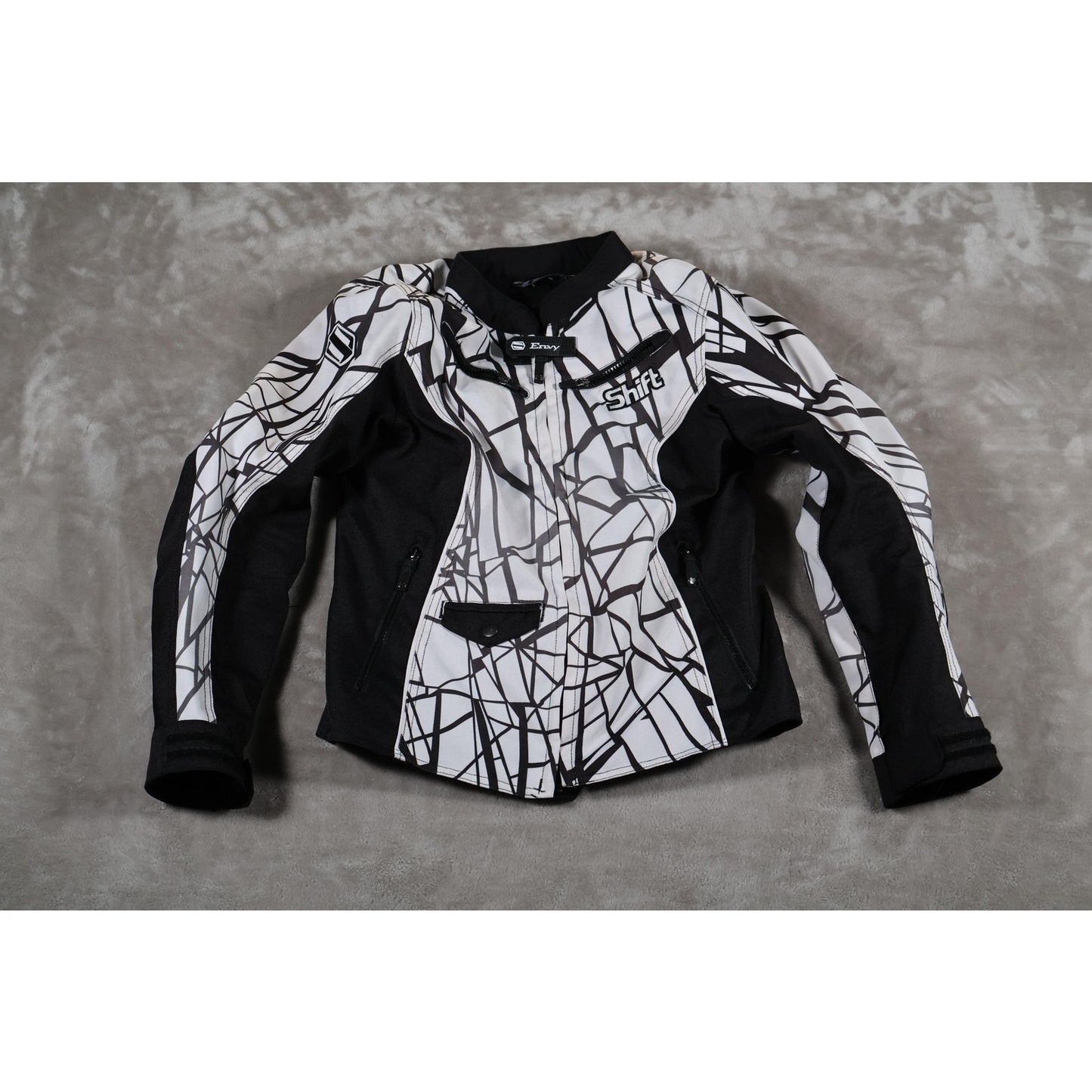 Shift Envy Motorcycle Jacket Womens Small Black White Graphic Protective Mesh