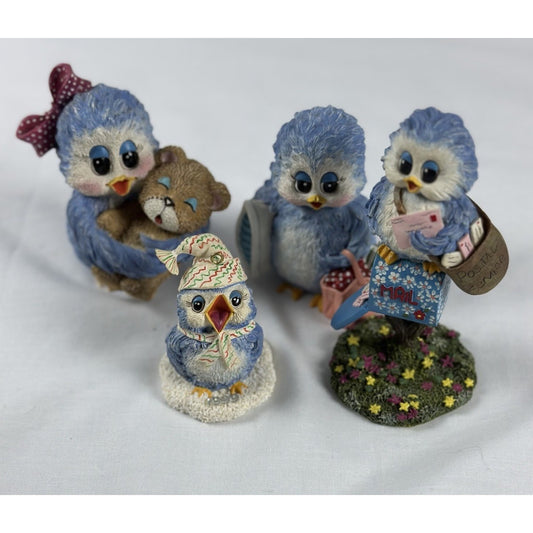 Set Of 4 Pins Vintage 2000 Sonshine Promises Bluebird Figurine By Gretchen