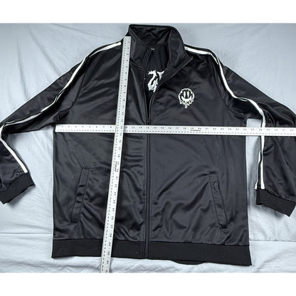 Dolls Kill Frizzy Happy Face Black White Zip Up Jacket Size XXL